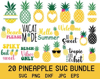 Pineapple SVG Bundle, Tropical Fruit Clip Art (20 Designs)