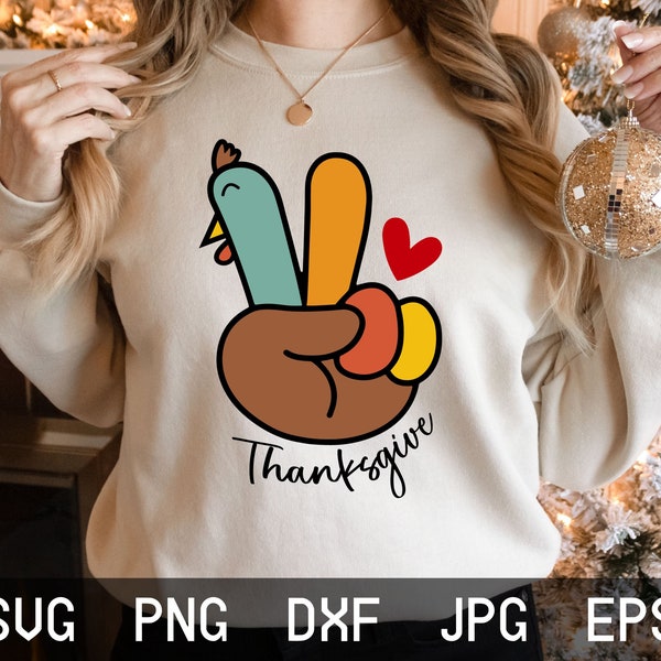 Peace Sign Turkey Svg, Thanksgiving Svg, Hello Thanksgiving Sweatshirt Svg, Designs In Individual Svg Png Eps Dxf Jpeg