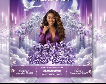 Funeral Announcement Flyer: Editable Memorial Template, Celebration of Life, Rest in Peace, Digital Download
