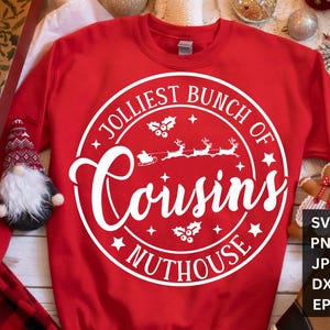 O Grupo Mais Alegre de Primos SVG PNG – Camisas Engraçadas de Natal para Famílias | Esquadrão de Natal, Equipe de Primos, Cricut Designs SVG Mais Prováveis