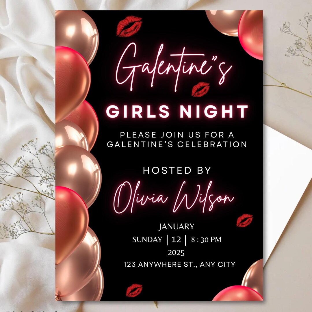 Galentine's Girls Night Invitation, Friends Valentines Dinner Invite ...