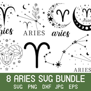 Ensemble Svg Bélier, Svg zodiaque, fichiers coupés zodiaque, Svg zodiaque Bélier, Svg signe astrologique, Svg horoscope, Bundle png