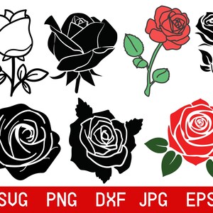 Rose Svg Bundle, Rose Clipart, Roses Svg, Roses Template Svg, Rose ...
