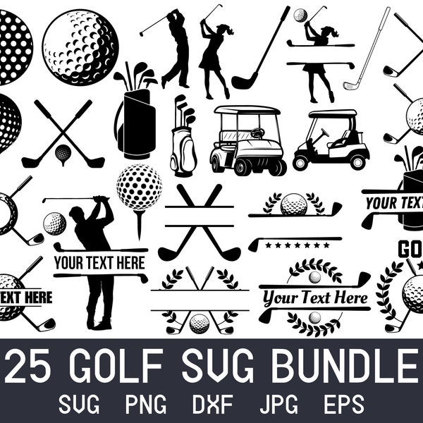 Golf Svg Bundle, Golf Monogram Svg, Split Monogram Svg, Golf Name Frame, Golf Ball Svg, Cut Files For Cricut, Svg/Png/Jpg/Eps/Dxf