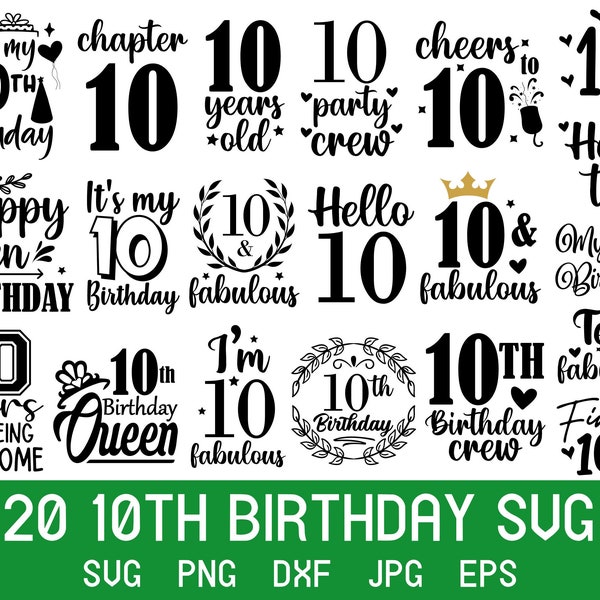 10th Birthday Svg, Happy Birthday Svg, 10th Birthday Gift, 10th Birthday Shirt, Its My Birthday Svg, Birthday Squad Svg, Birthday Svg