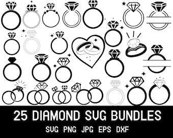 Diamond Ring Svg, Engaged Svg, Bridesmaid Svg, Diamond Svg, Engagement Svg, Svg Files For Cricut, Silhouette Png Svg Eps Dxf Jpeg