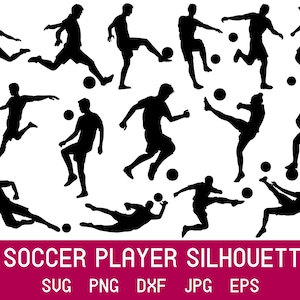 Soccer Player Silhouettes Bundle, Soccer Player Svg Bundle, Instant Digital Download, 15 Designs In Individual Svg Png Eps Dxf Jpeg
