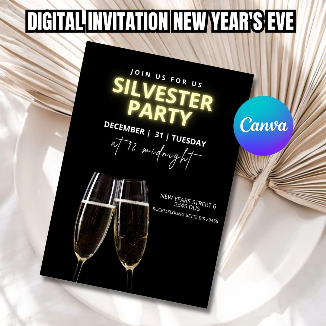 Editable New Year's Eve Party Invitation: Digital Template (instant ...