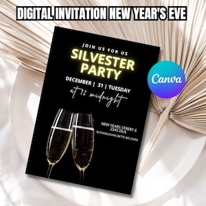 New Year&#39;s Eve Party Invitation | Editable Digital Invite | Instant Download for New Year&#39;s Party | Customizable Invitation Template
