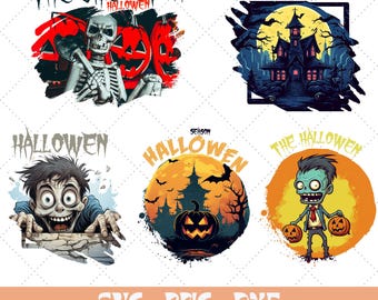 Retro Halloween Horror Characters PNG Bundle, Scary Movie Graphics (Digital Download)
