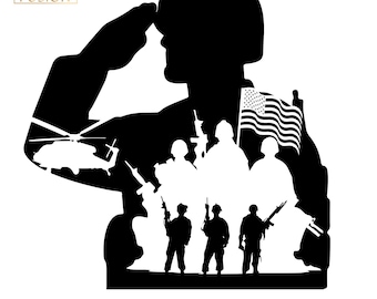 US Soldier SVG: Veteran Silhouette, Army Cut Files (Digital Download)