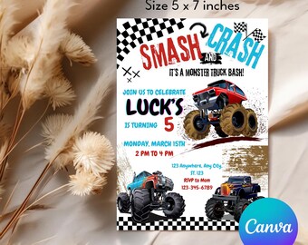 Monster Truck Birthday Invitation: Editable Party Template (Digital Download)