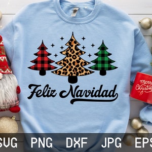 Feliz Navidad SVG, WeihnachtsbaumSvg, Spanische WeihnachtenSvg, Frohe WeihnachtenSvg, Weihnachts-Shirt-Design-Svg-Dateien, SVG-Png-Eps-Dxf-Jpeg