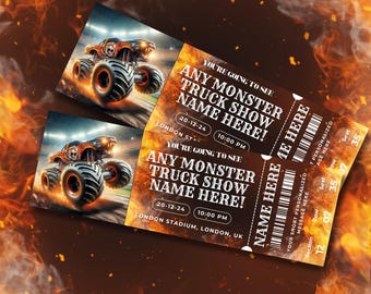 Monstertruck Show Ticket Vorlage: Druckbares Souvenir Geschenk (Digitaler Download)