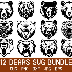 Bears Svg Bundle, Bears Png Bundle, Bears Shirt Svg, Instant Digital Download, 12 Designs In Individual Svg Png Eps Dxf Jpeg