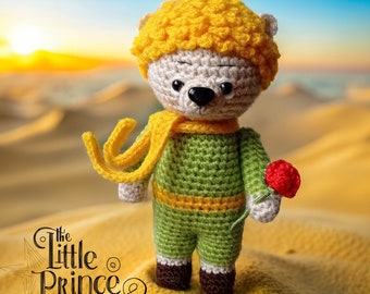 Ours Le Petit Prince au crochet - Jouet Amigurumi artisanal, Ours en peluche en tricot Ours en peluche Ours au crochet série Jouet en tricot