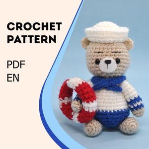 PATTERN, Adorable Sailor Bear Crocheted Pattern - Beginner-Friendly Tutorial