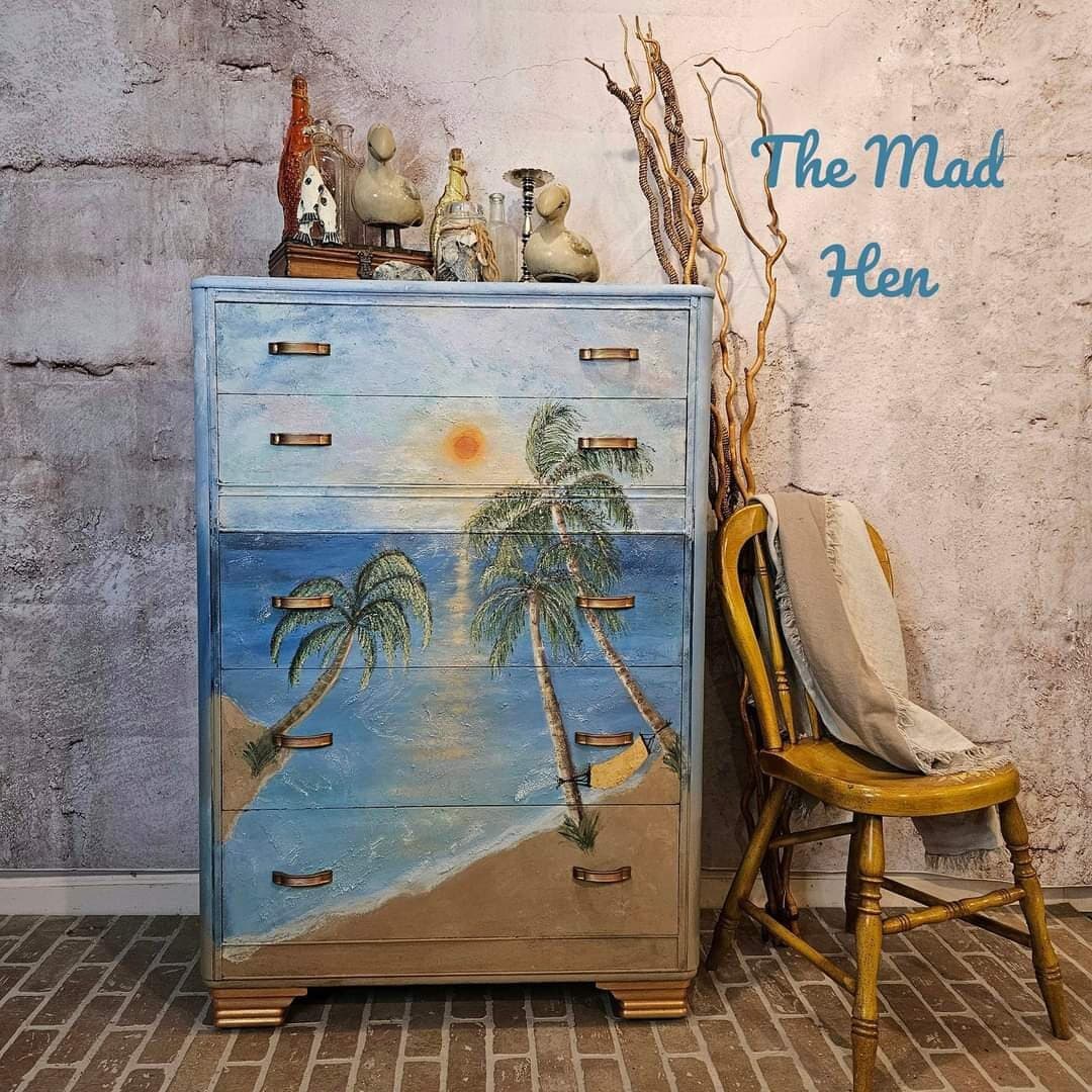 Hand-painted Antique Dresser: Coastal Beach Palm Tree Theme - Etsy, image size:1080x1080