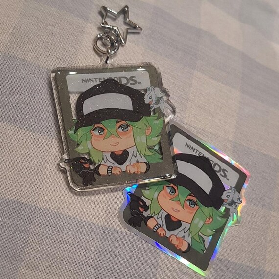 N Harmonia Trainer Keychain, cute Pokemon Acryl Keychain with Glitter