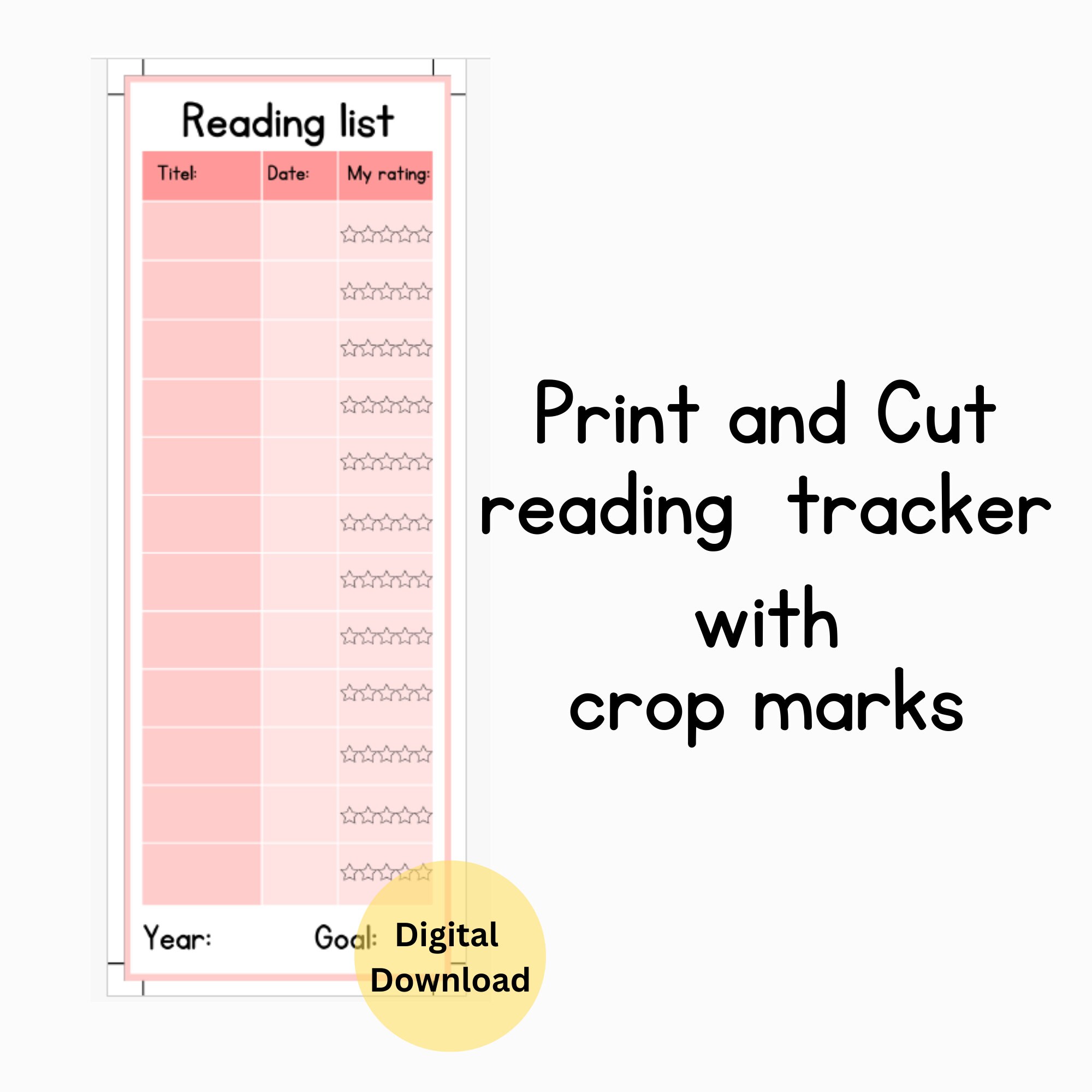 Printable Bookmark, Reading Log Tracker, Reading Journal, Reading ...