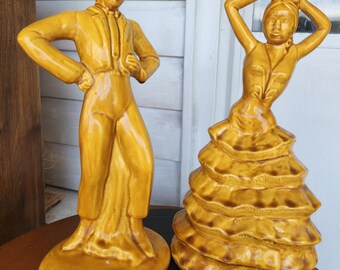 Vintage 1960s Flamenco Dancer Figurines – Set of 2, California Pottery USA