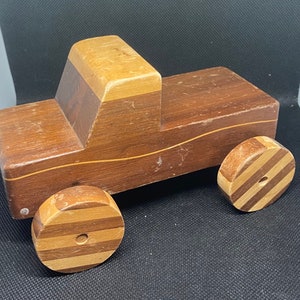 Vintage Handmade Wooden Toy Pickups Truck