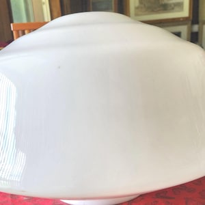 Vintage Classic Schoolhouse Milk Glass Shade 17"W x 12"T Fitter Ring 6"