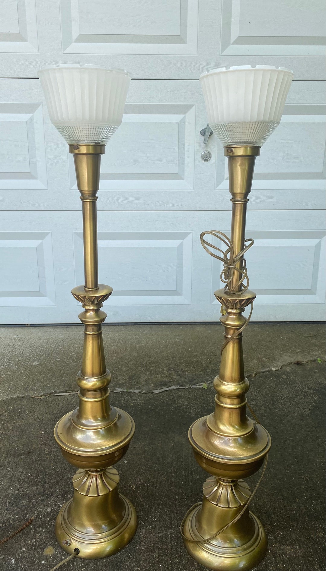 Vintage Set of 2 1950s 44” Rembrandt Lamps Masterpieces, Solid