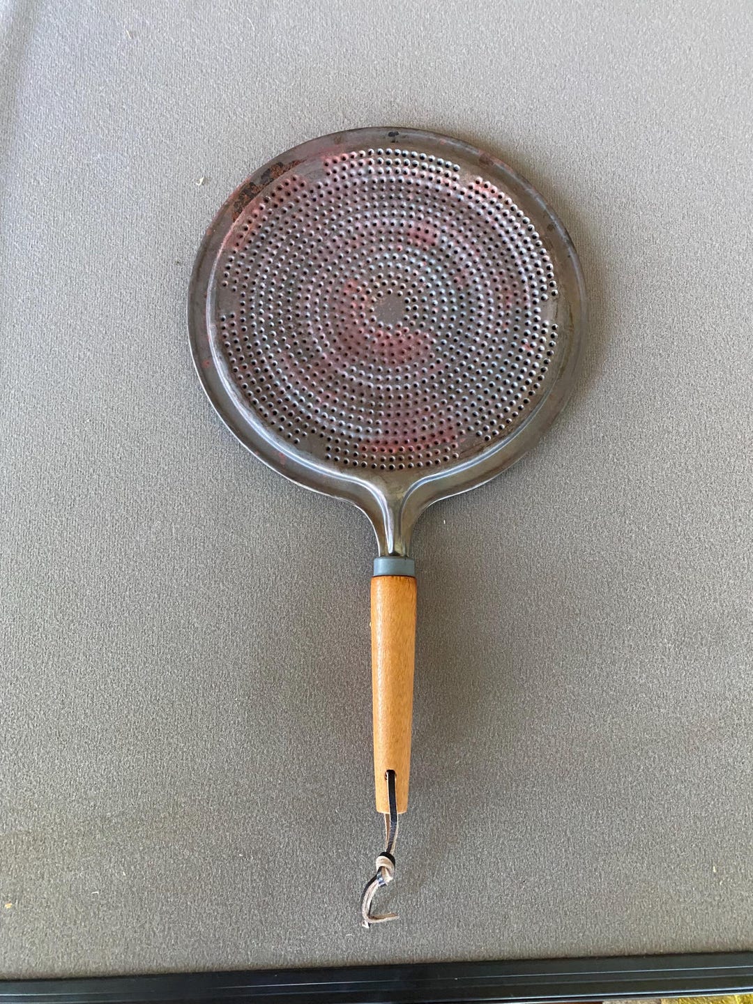 Vintage 8” Wide Metal Heat Diffuser With Wood Handle – Flame Tamer for ...