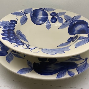Fabulous Set of 2 Vintage Hand Printed Pier 1 Melinda Earthware Made in Italy