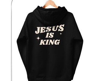 Sudadera con capucha Jesús es Rey: ropa urbana cristiana unisex