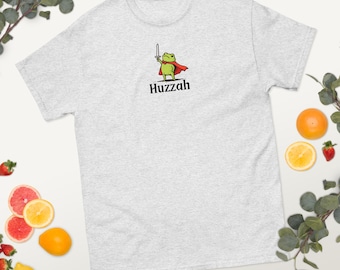 Camiseta "Huzzah Frog with Sword", divertida camiseta renacentista de DnD