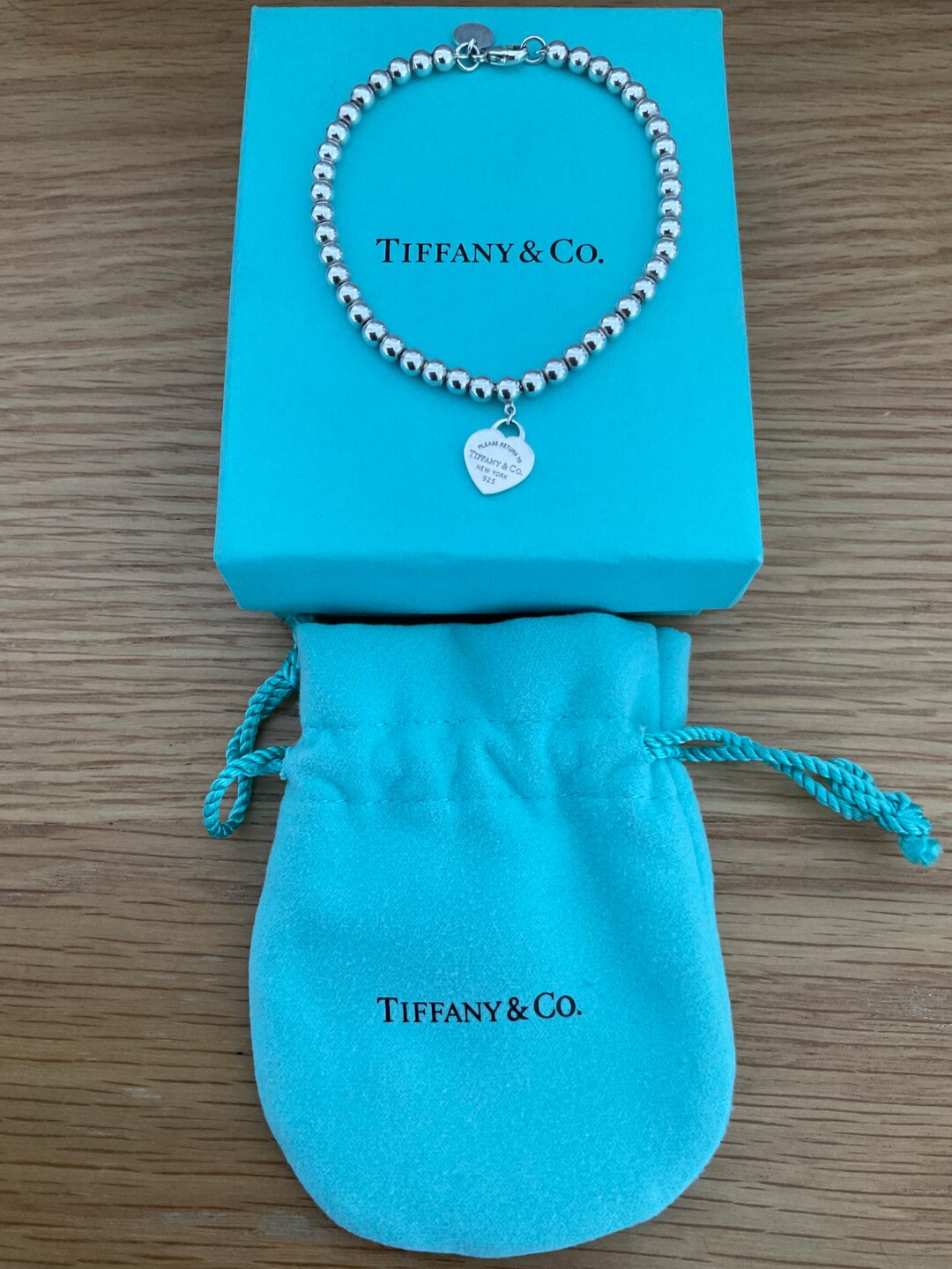 Genuine Return to Tiffany Mini Heart Charm Bracelet Sterling Silver