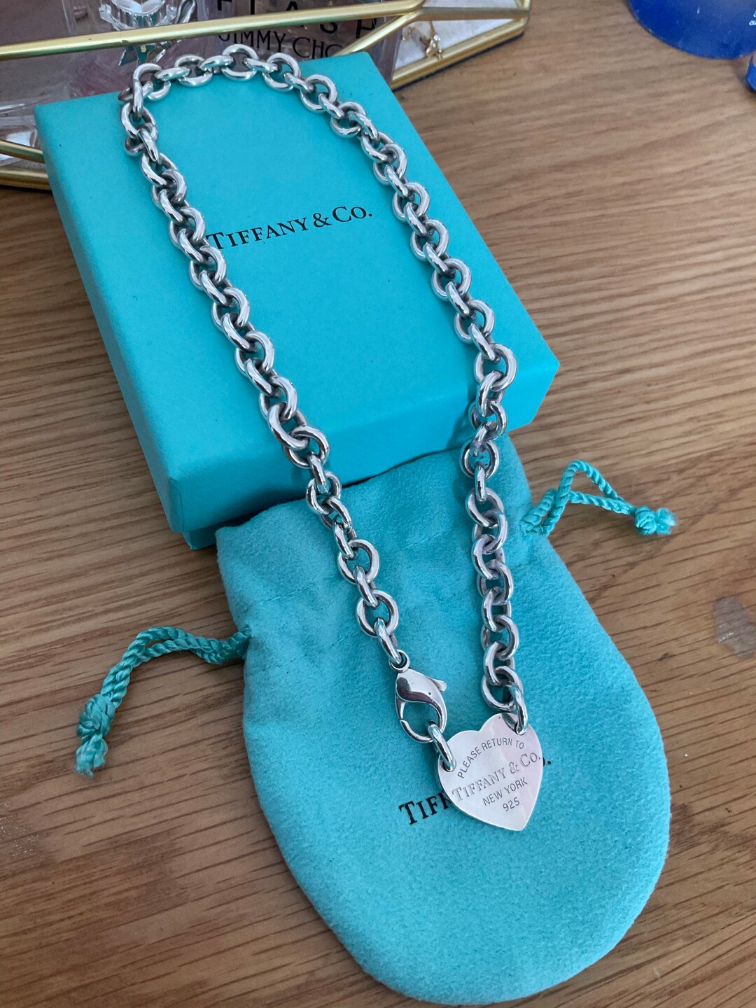 Genuine Tiffany & Co Heart Necklace Sterling Silver With Box and Pouch