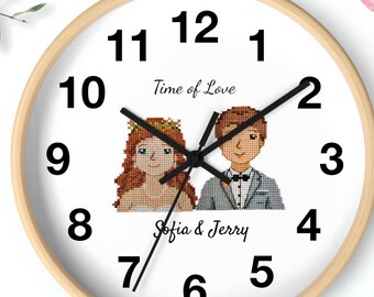 Orologio da parete personalizzato con illustrazione degli sposi / Orologio personalizzato per la coppia di sposi