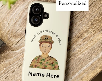 Cover per telefono militare personalizzata / Cover personalizzata con ricamo a punto croce / Regalo di ringraziamento per il tuo servizio