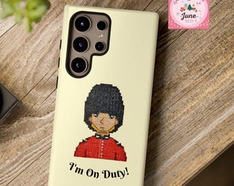Custodia per cellulare "Sono in servizio" della Guardia Britannica / Stile punto croce / Design fatto a mano