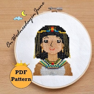 Egyptian Girl Cross Stitch Pattern PDF Download, Pattern How to, Easy Cross Stitch, Needlework, Stitching, Instant Download, Embroidery