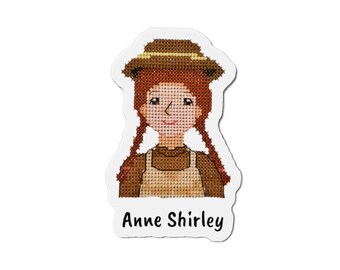 Magnete fustellato con ritratto di Anne Shirley / Magnete da frigorifero con personaggio letterario