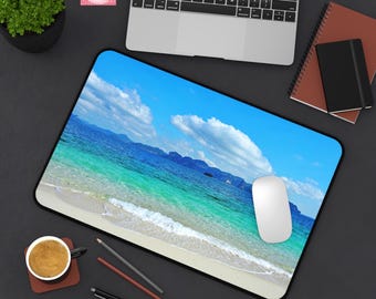 Tappetino da scrivania con scena di spiaggia tropicale in Thailandia / Fotografia dell'oceano / Tappetino per mouse grande 30x45 cm