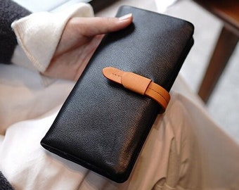 Hand Crafted Top Grain Leather Long Wallet, Womens Long Purse, Lightweight Women Wallet