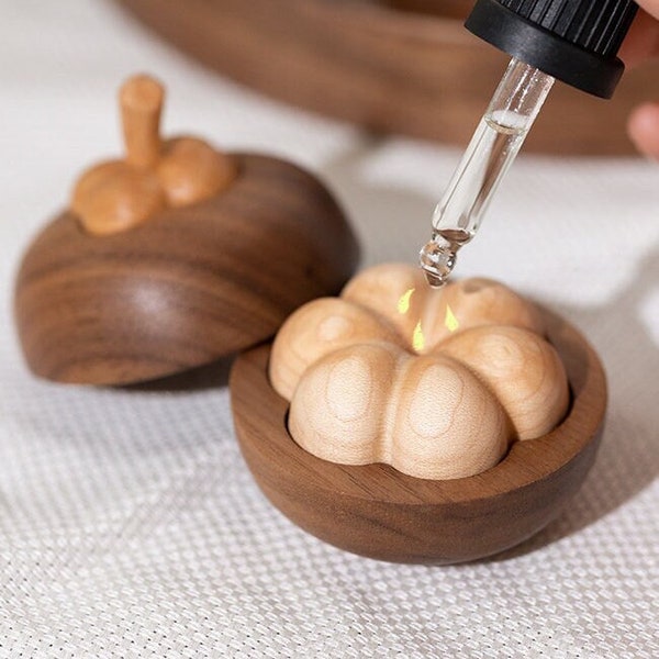 Wooden Mangosteen Essential Oil Diffuser Set, Wooden Mangosteen Aroma Diffuser, Home Aromatherapy Gift Box