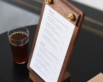 Nussbaum-Restaurant-Menühülle, individuelles Menübrett aus Holz, Café-Bar-Tischschild, Menümappe, Menühüllen, Hochzeits-Clipboard-Schild