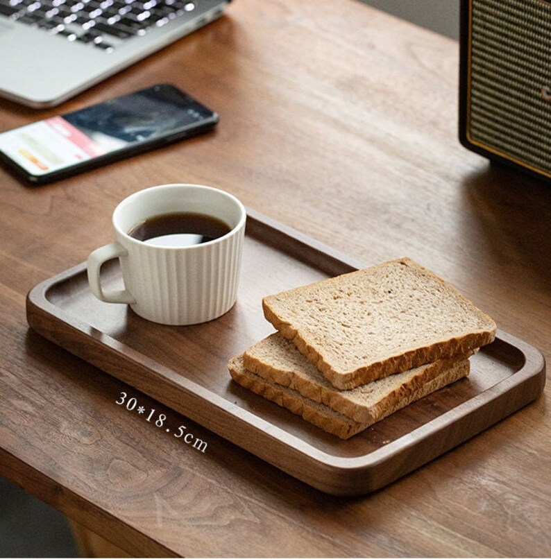 Japanese Style Rectangular Wooden Platter, Black Walnut Wooden Platter, Snack Candy Fruit Wooden Tray image 6