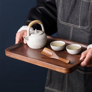 Japanese Style Rectangular Wooden Platter, Black Walnut Wooden Platter, Snack Candy Fruit Wooden Tray image 4