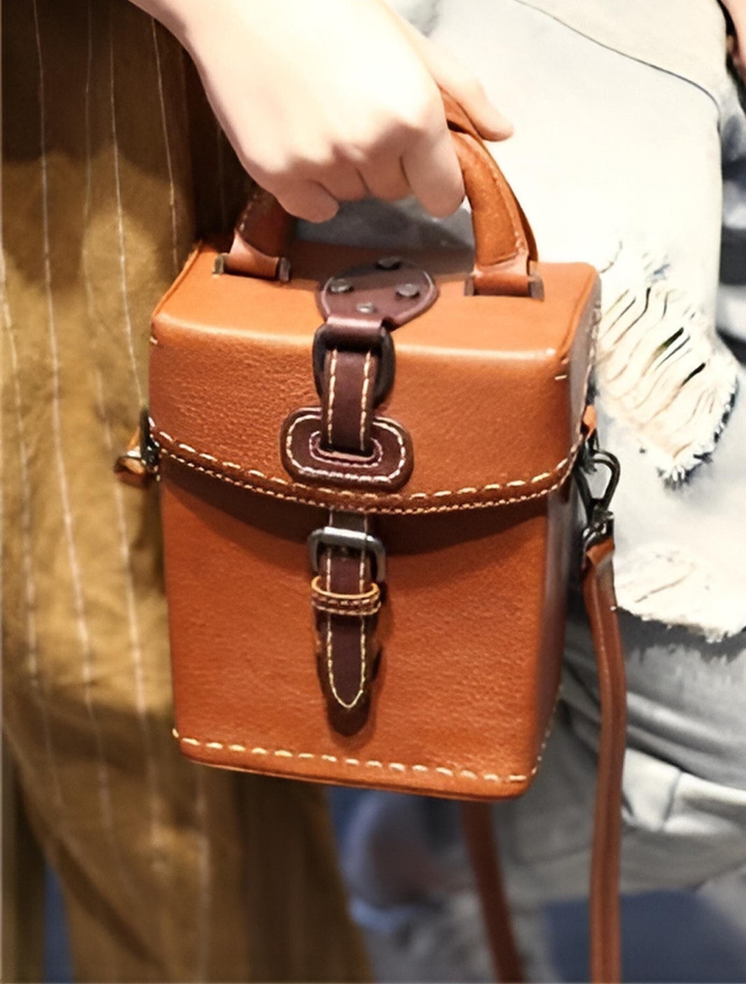 Handmade Soft Cowhide Cuboid Women's Bag Retro Leather - Etsy