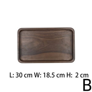 Japanese Style Rectangular Wooden Platter, Black Walnut Wooden Platter, Snack Candy Fruit Wooden Tray B