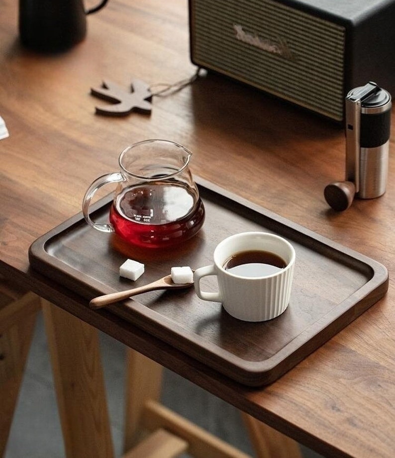 Japanese Style Rectangular Wooden Platter, Black Walnut Wooden Platter, Snack Candy Fruit Wooden Tray image 3