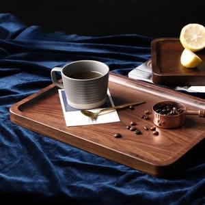 Japanese Style Rectangular Wooden Platter, Black Walnut Wooden Platter, Snack Candy Fruit Wooden Tray image 5