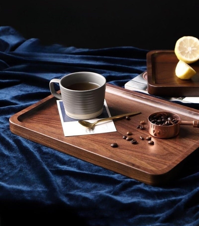 Japanese Style Rectangular Wooden Platter, Black Walnut Wooden Platter, Snack Candy Fruit Wooden Tray image 5